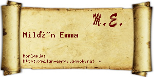 Milán Emma névjegykártya